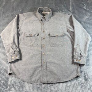 Vintage Five Brother Gray Chamois Flannel Shirt Mens Large Outdoor USA
